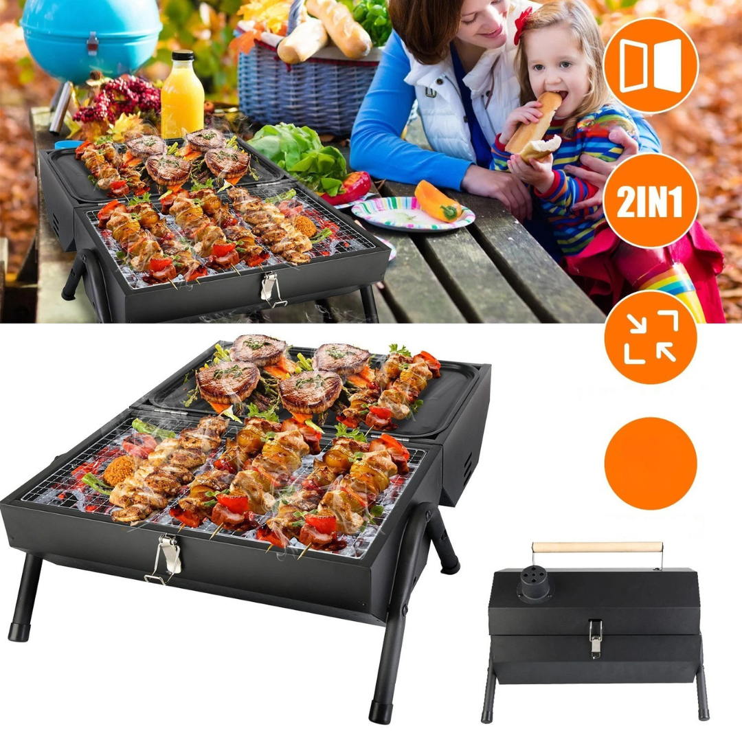 Prenosni žar – zložljiv model 2 v 1 s pokrovom