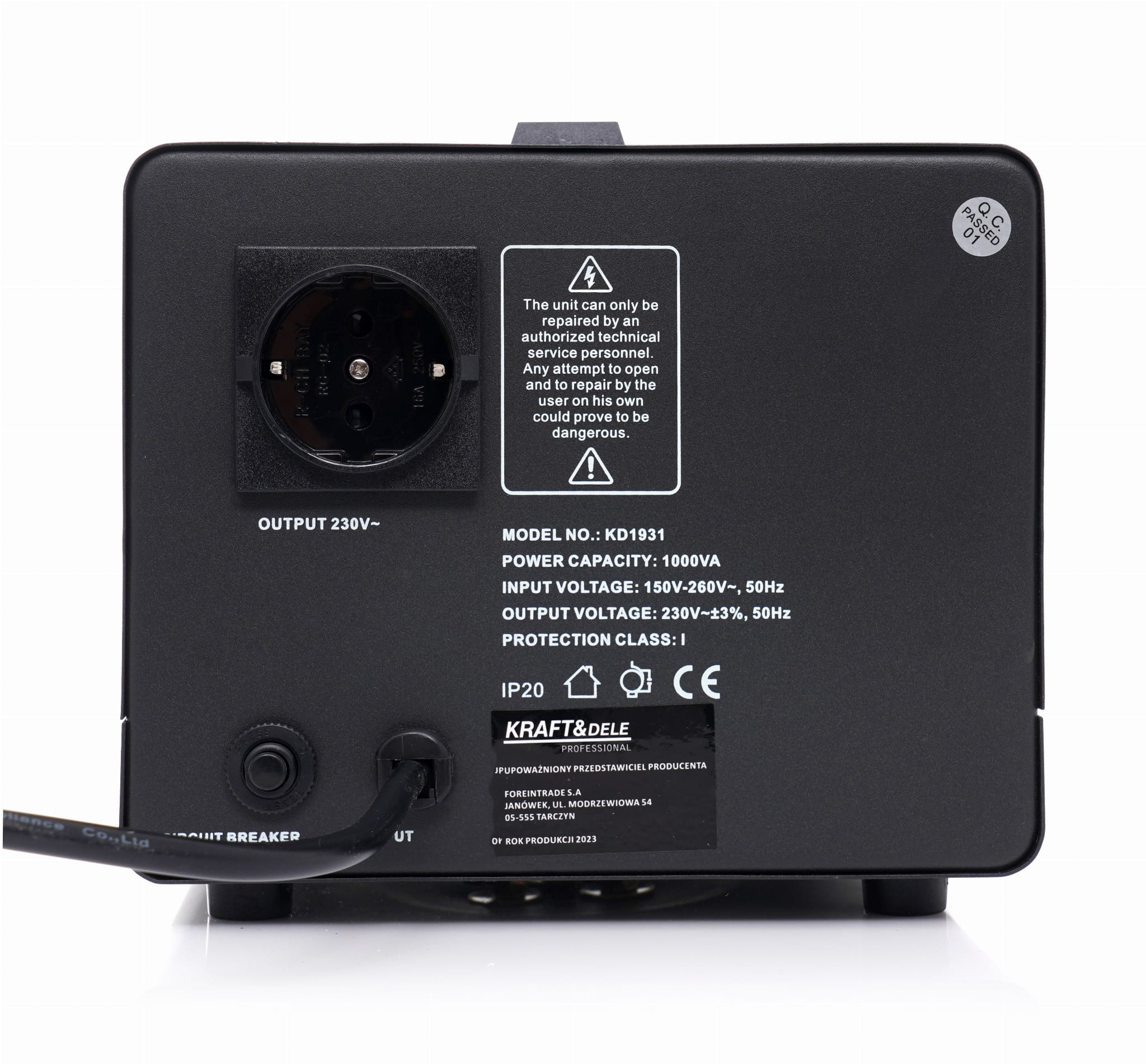 REGULATOR NAPETOSTI AVR 1000VA 230V Kraft&Dele®