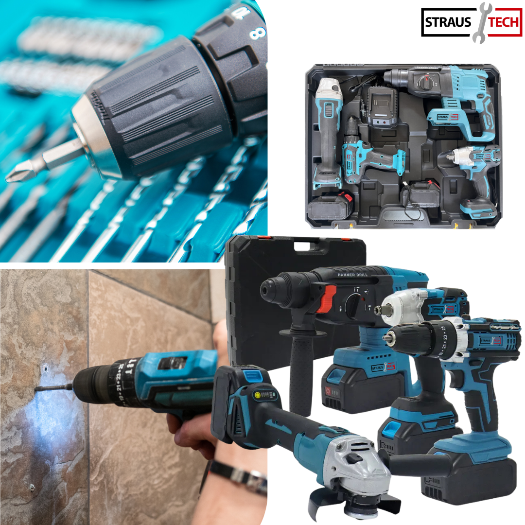 4 v 1 komplet, vrtalnik, izvijač, brusilnik | STRAUSTECH