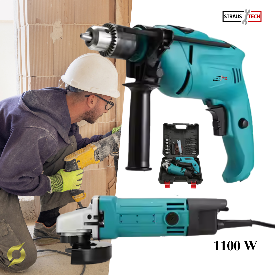 Komplet vrtalnika in brusilnika 1100 W | STRAUSTECH