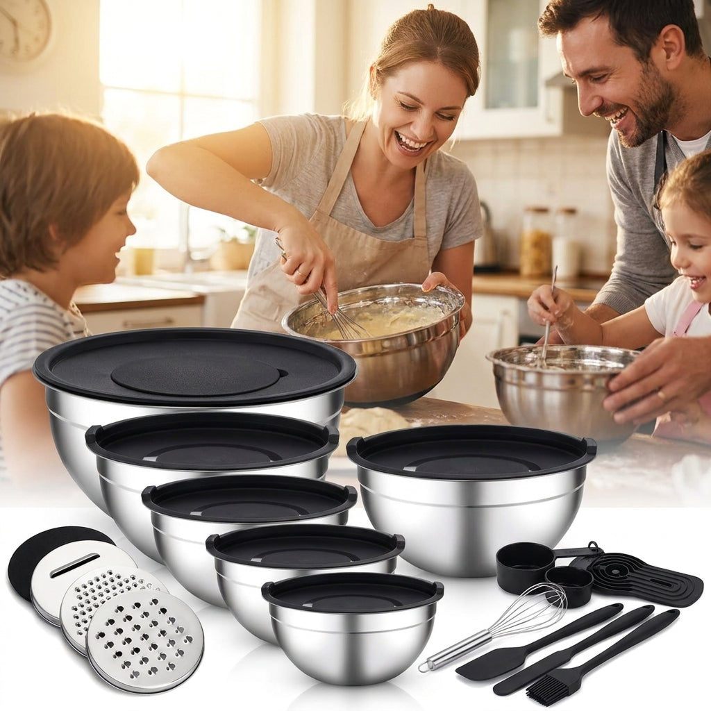 Set inox sklede s hermetičnimi pokrovi