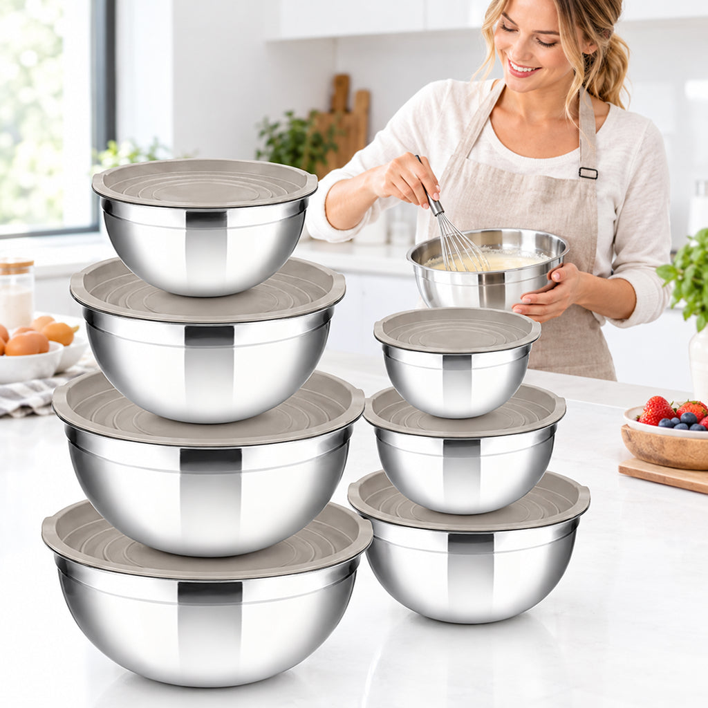 Set 7 inox posod s pokrovom