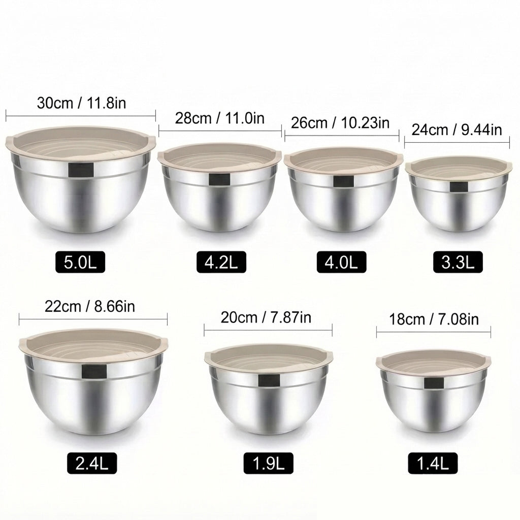 Set 7 inox posod s pokrovom