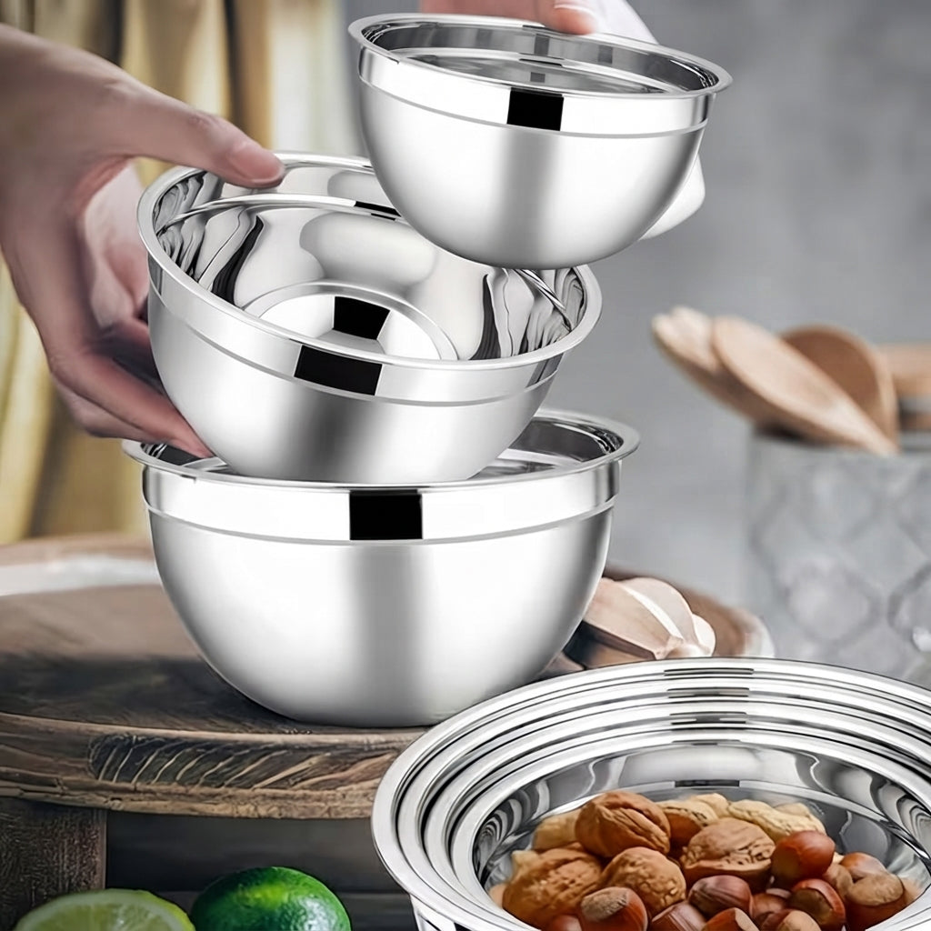Set 7 inox posod s pokrovom