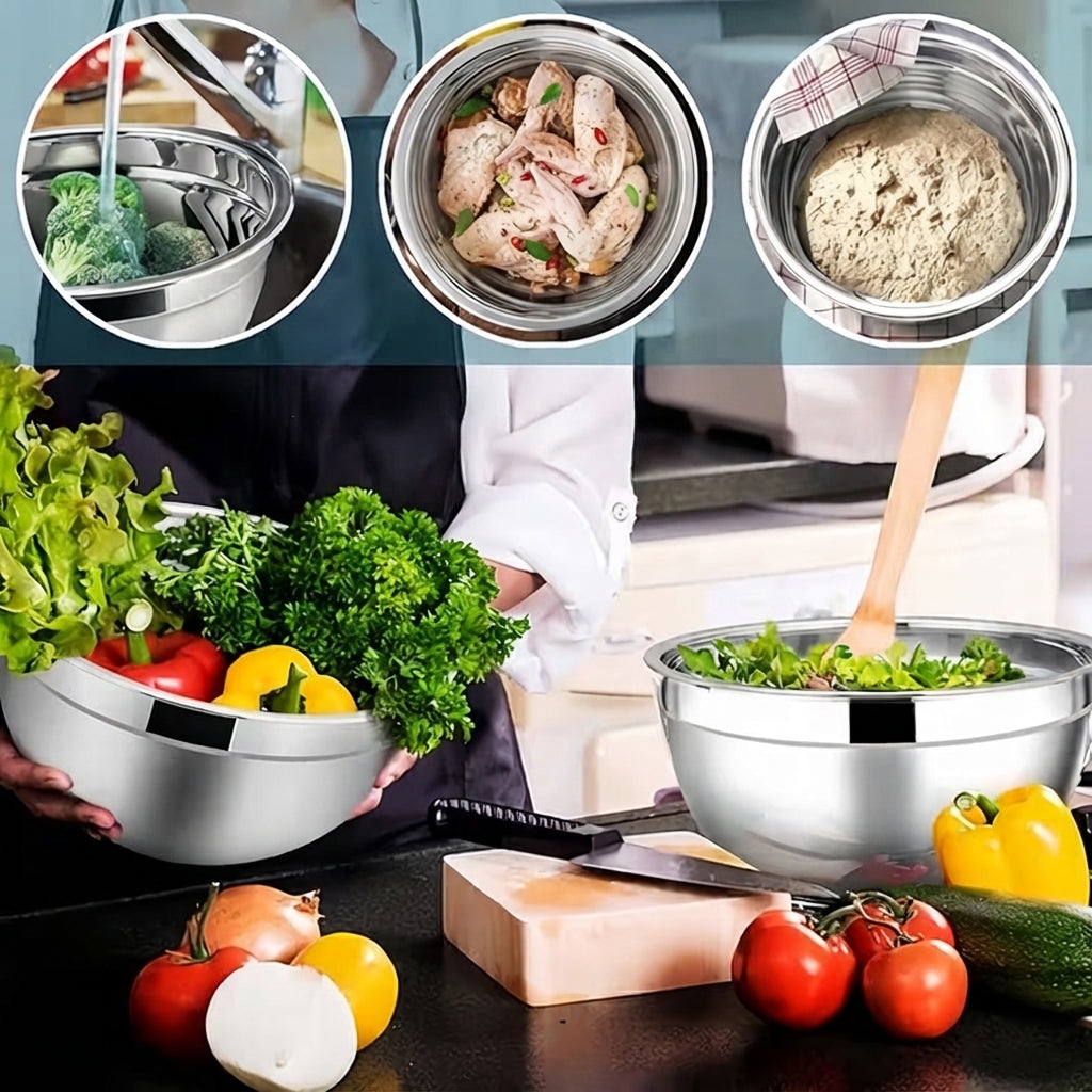 Set 7 inox posod s pokrovom