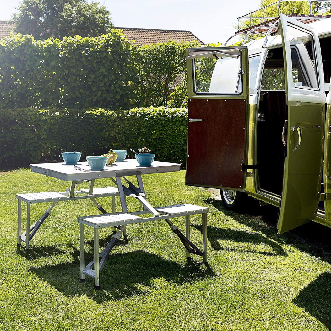 Zložljiva miza + 2 klopi