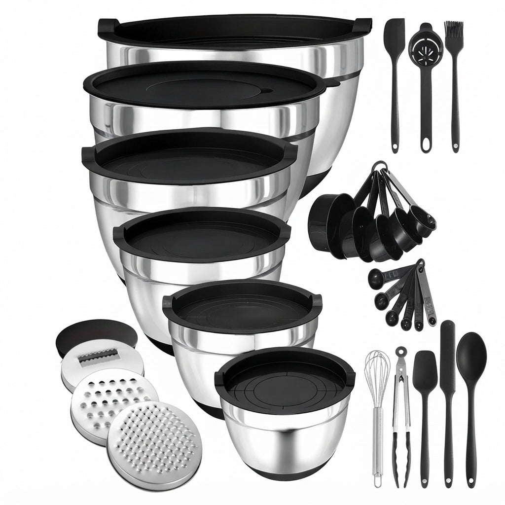 Set inox sklede s hermetičnimi pokrovi