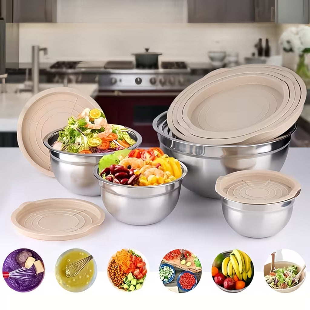 Set 7 inox posod s pokrovom