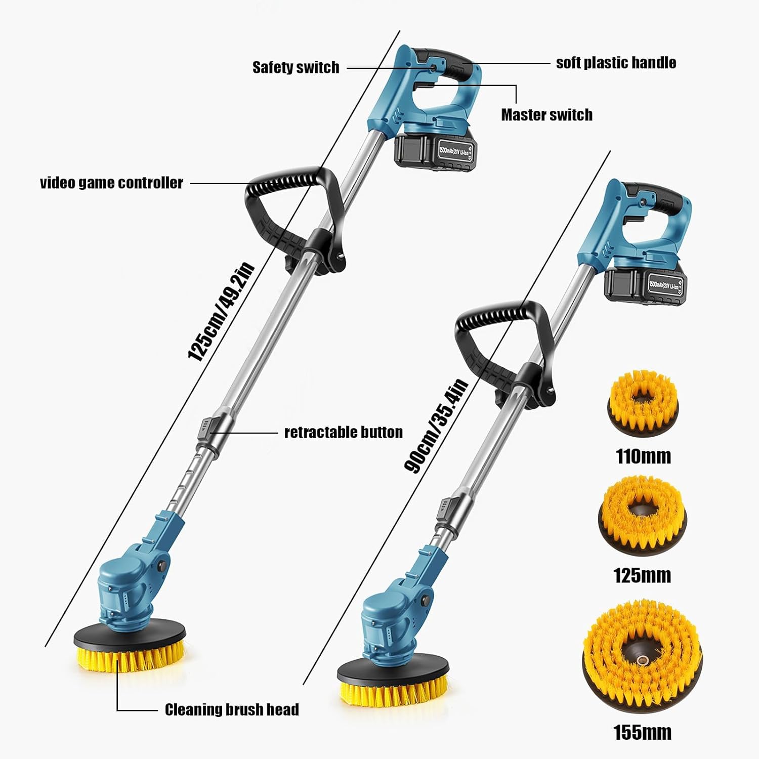 Akumulatorska teleskopska krtača za tla