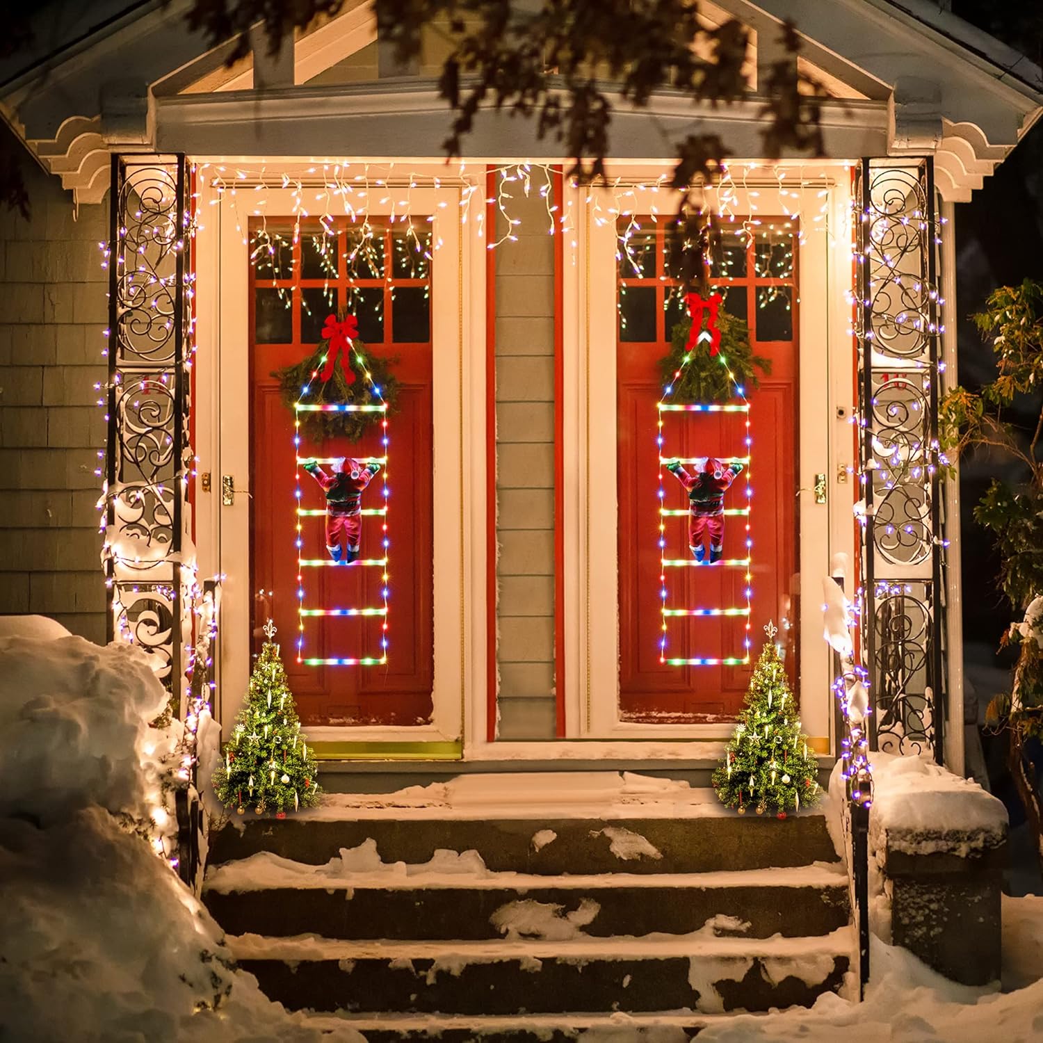 Dedek Mraz na lestvah LED